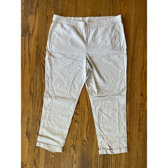 J Jill Linen Stretch Cream Pull On Elastic Waist w/Pockets Pants Women's Size XL - Picture 2 of 8